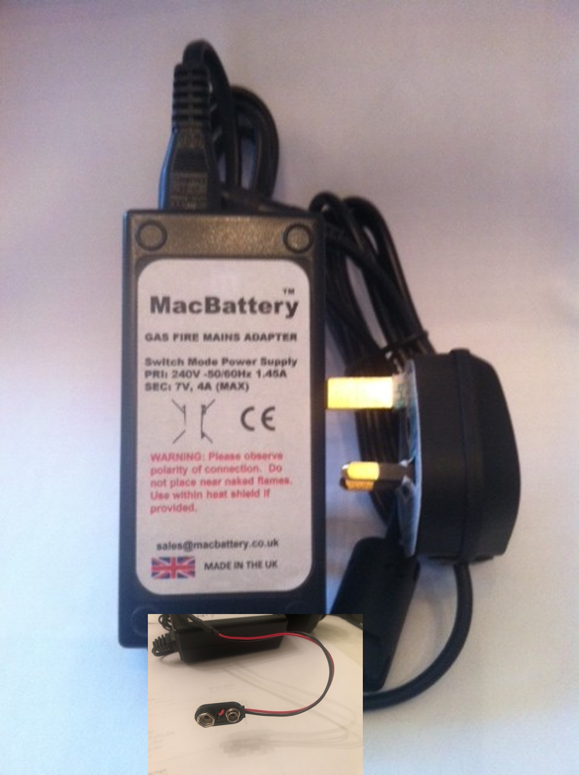 Mains Gas Fire Battery for PP3